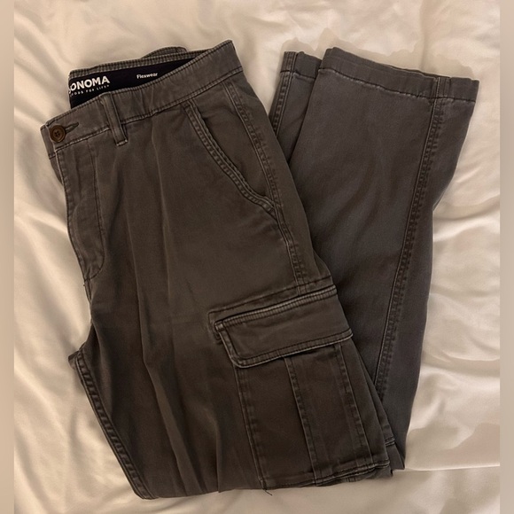 Lot of 4 Men’s Sonoma Flexwear Straight Cargo Pants Size 32 x 30 Khaki Gray - Picture 3 of 8